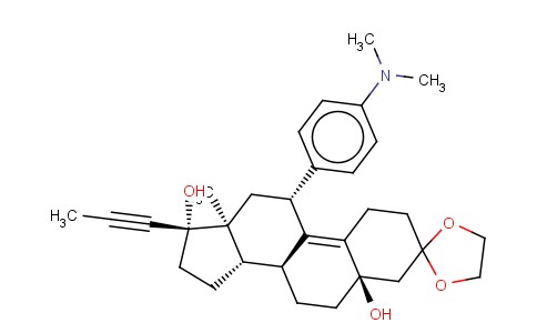 11-[4-(DIMETHYLAMINO)PHENYL]-5,17-DIHYDROXY-17-(1-PROPYNYL)-, CYCLIC 1,2-ETHANEDIYL ACETAL, (5A,11B,